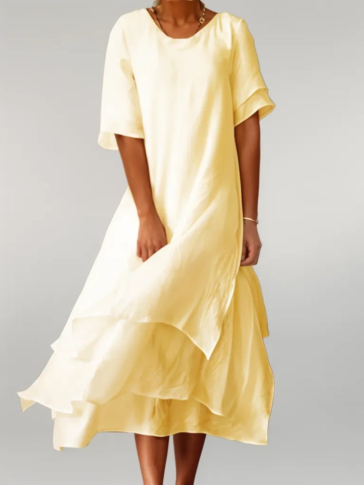 SAMANTHA - ASYMMETRICAL V-NECK DRESS