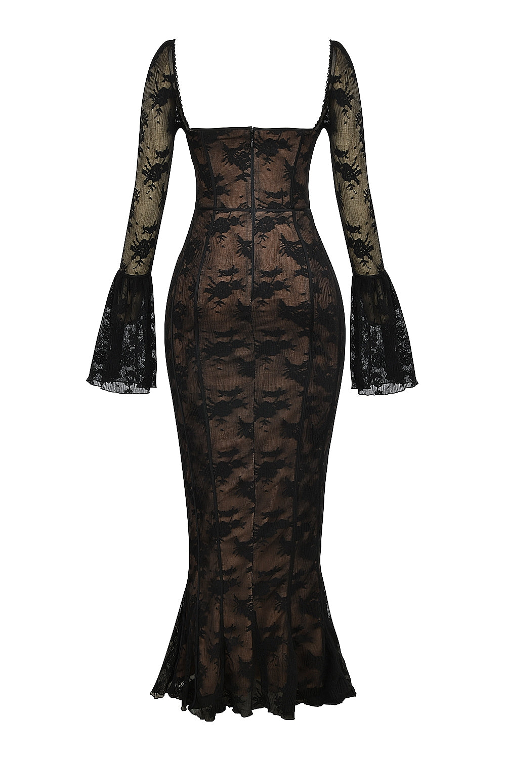 BREY - PLEATED DOTTED LACE GOWN