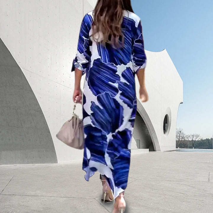 MAYBELLE - ELEGANT MAXI WRAP COLLAR DRESS