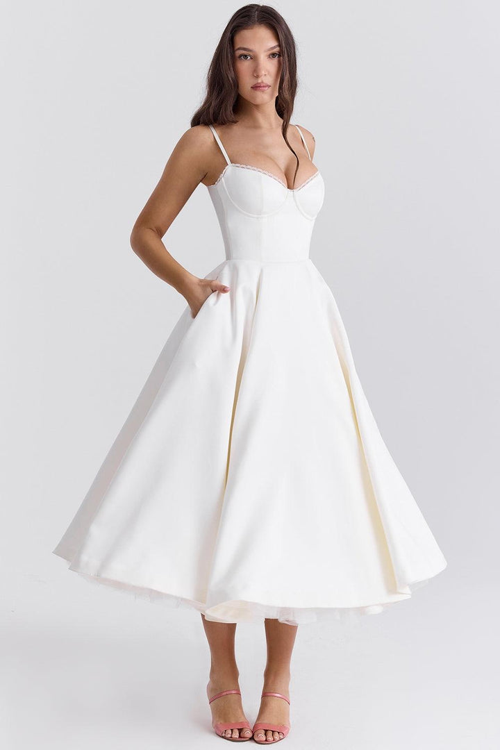 BRIGGITE - FIT AND FLARE BUSTIER TEA DRESS